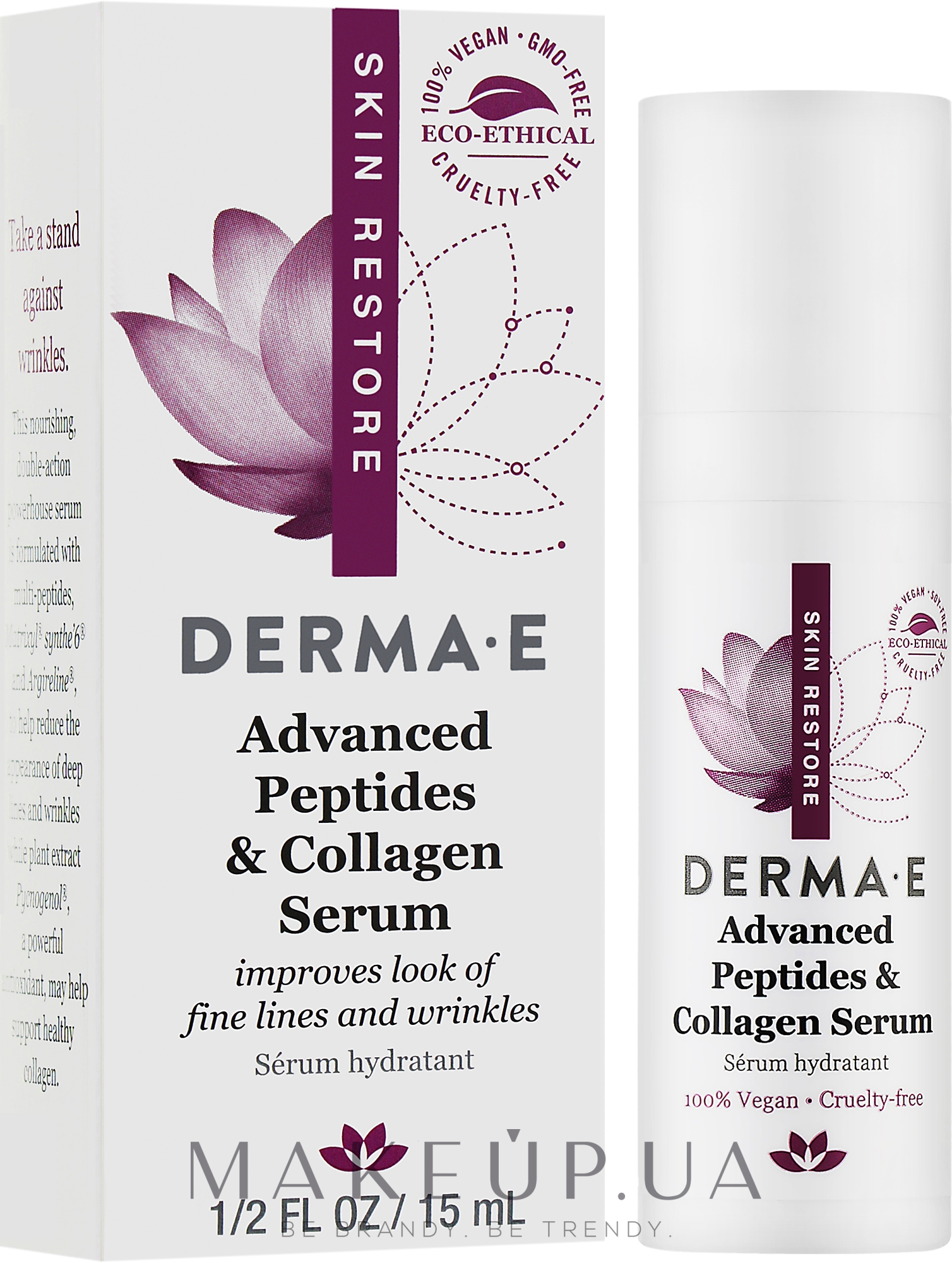 Зволожувальна сироватка від глибоких зморщок - Derma E Advanced Peptides & Collagen Serum (міні) — фото 15ml