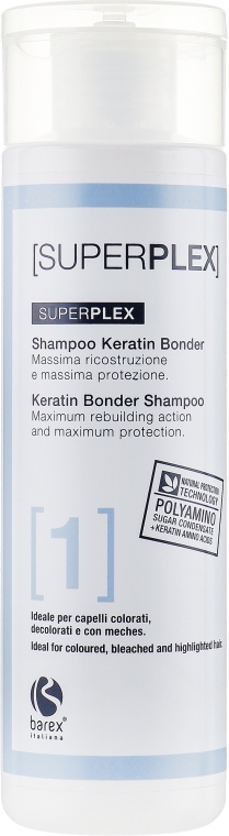 Шампунь для фарбованого і знебарвленого волосся - Barex Italiana Superplex Shampoo Keratin Bonder — фото N1