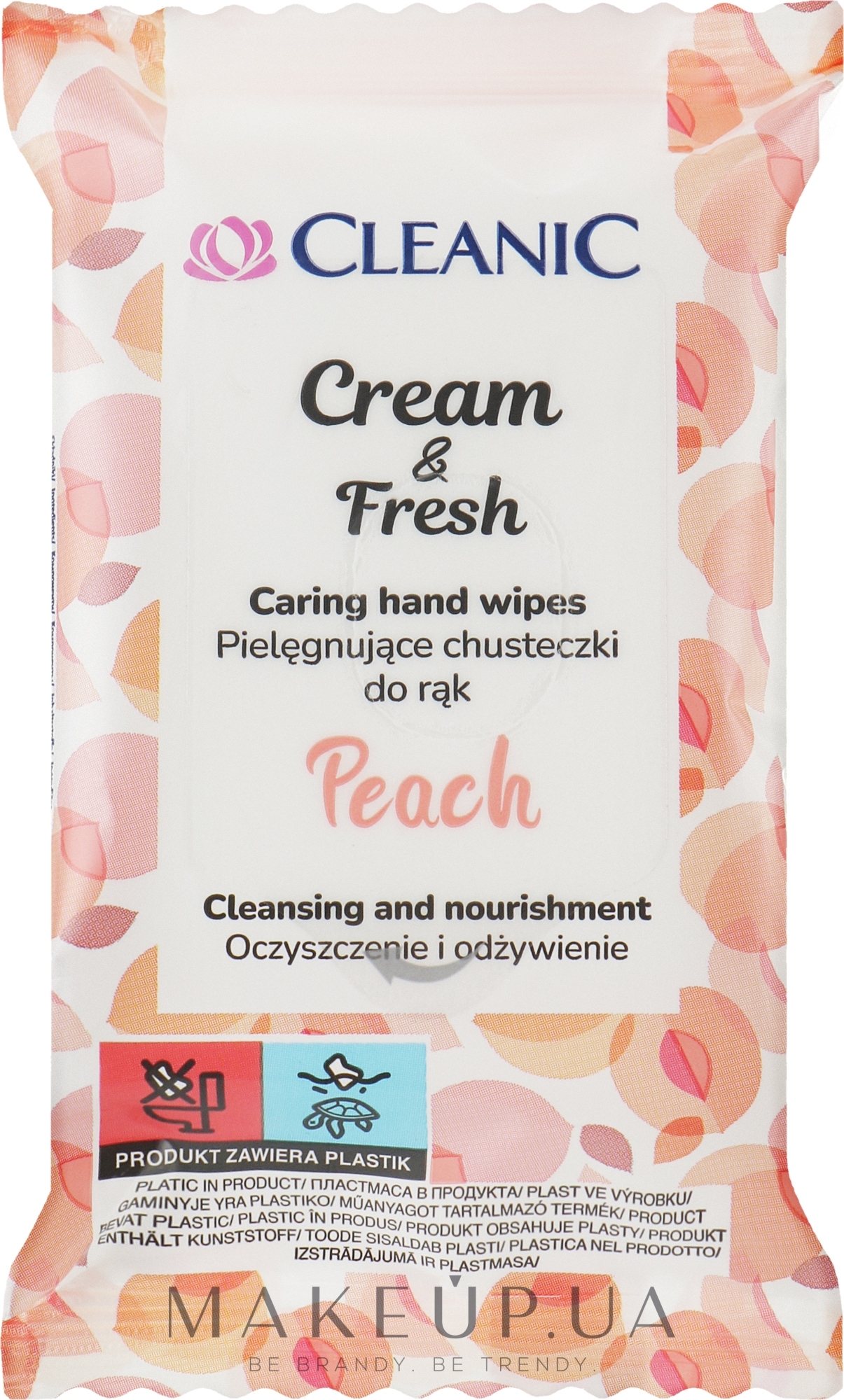 Освежающие влажные салфетки "Персик" - Cleanic Cream & Fresh Peach — фото 15шт