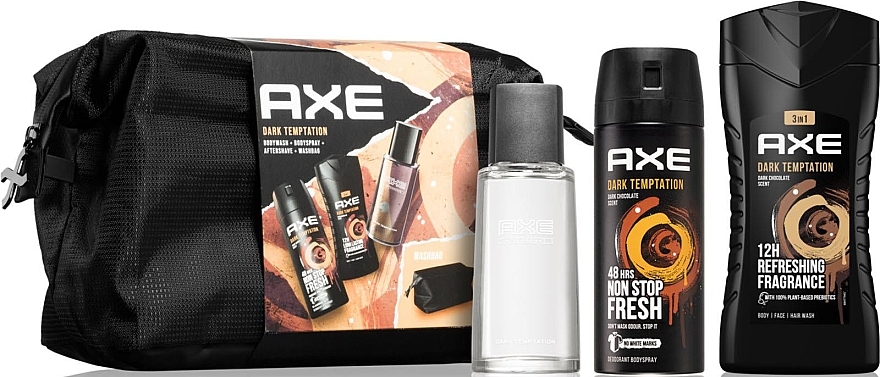 Axe Dark Temptation - Набор (deo/150ml + sh/gel/250ml + ash/100ml + pouch) — фото N1