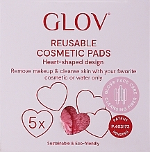 Ультрамягкие многоразовые диски для снятия макияжа, 5 шт, розовые - Glov Reusable Cosmetic Heart-Shaped Design — фото N1