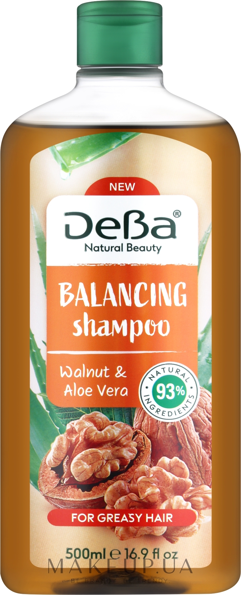 Балансувальний шампунь з волоським горіхом та алое вера - DeBa Natural Beauty Balancing Shampoo — фото 500ml