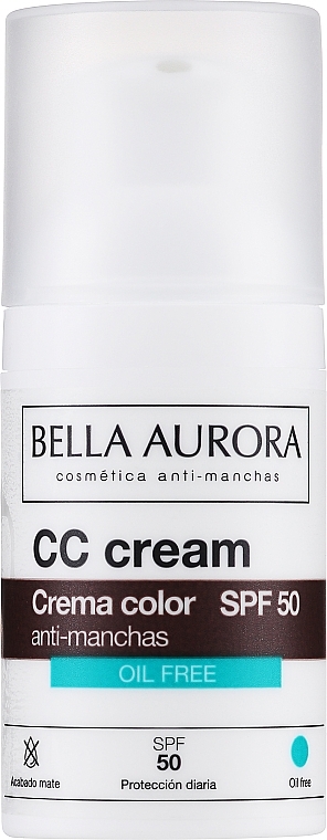 CC-крем для лица с SPF 50 для жирной и комбинированной кожи - Bella Aurora CC Anti-Spot Cream SPF50 Oil Free — фото N1