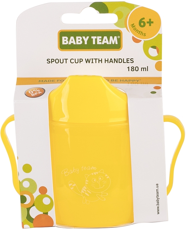 Поїльник зі спаутом та ручками 5007, жовтий - Baby Team — фото N4