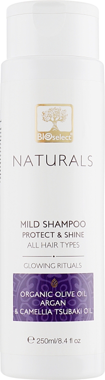 Шампунь для всех типов волос с арганой "Защита и блеск. Сияющий ритуал" - BIOselect Naturals Shampoo — фото N1
