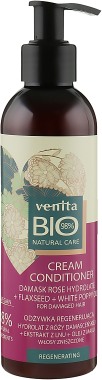 Кондиціонер для сухого і пошкодженого волосся "Регенерація" - Venita Bio Natural Care Cream Conditioner — фото N1