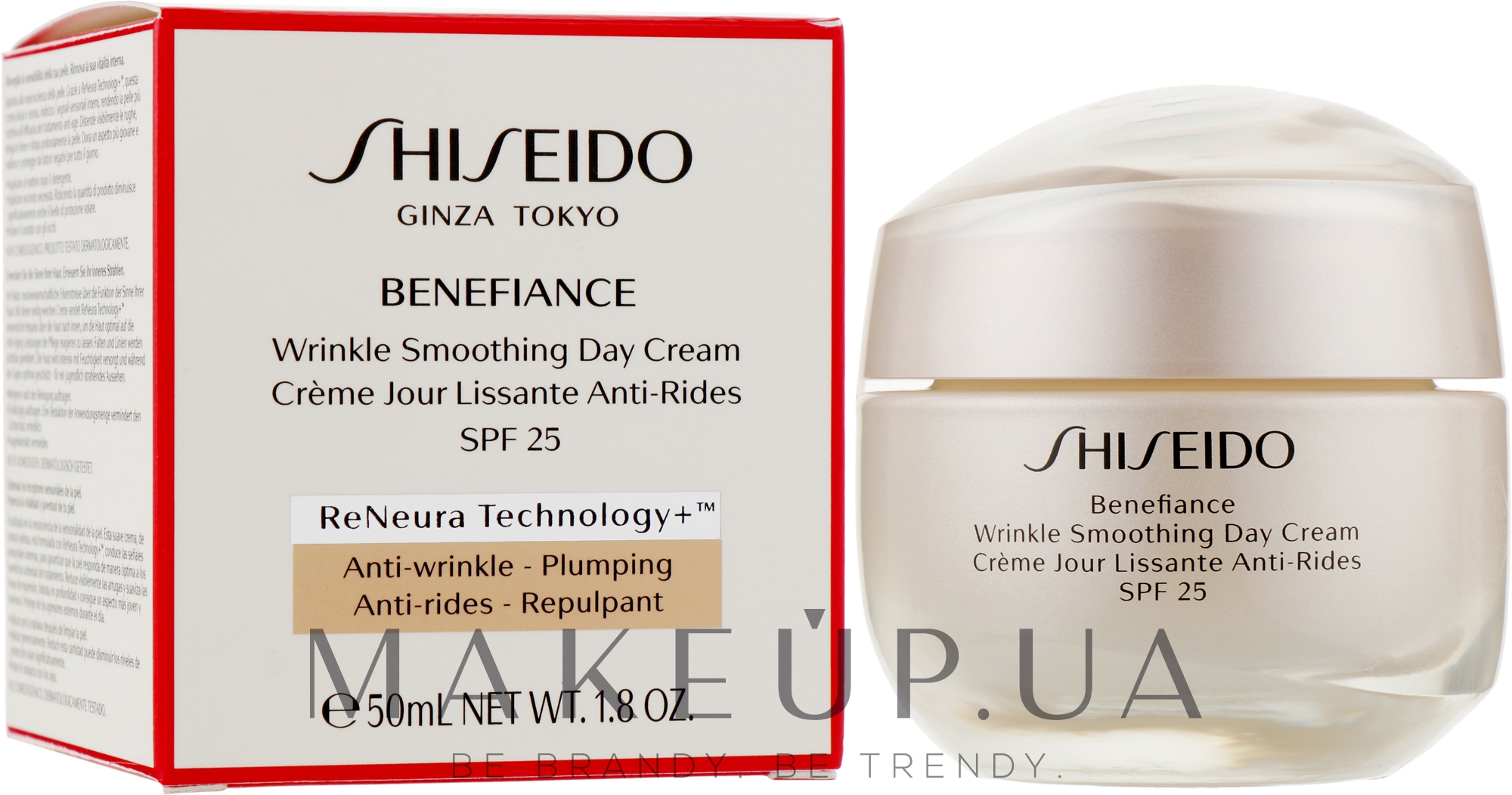 Дневной крем, разглаживающий морщины - Shiseido Benefiance Wrinkle Smoothing Day Cream SPF25 — фото 50ml