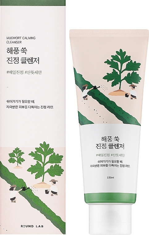 Очищувальна пінка для обличчя - Round Lab Mugwort Calming Cleanser (пробник) — фото N2