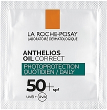 ПОДАРУНОК! Сонцезахисний корегуючий гель-крем для щоденного догляду за проблемною шкірою обличчя, схильною до жирності та недосконалостей, дуже високий ступінь захисту SPF50+ - La Roche-Posay Anthelios Oil Correct (пробник) — фото N1