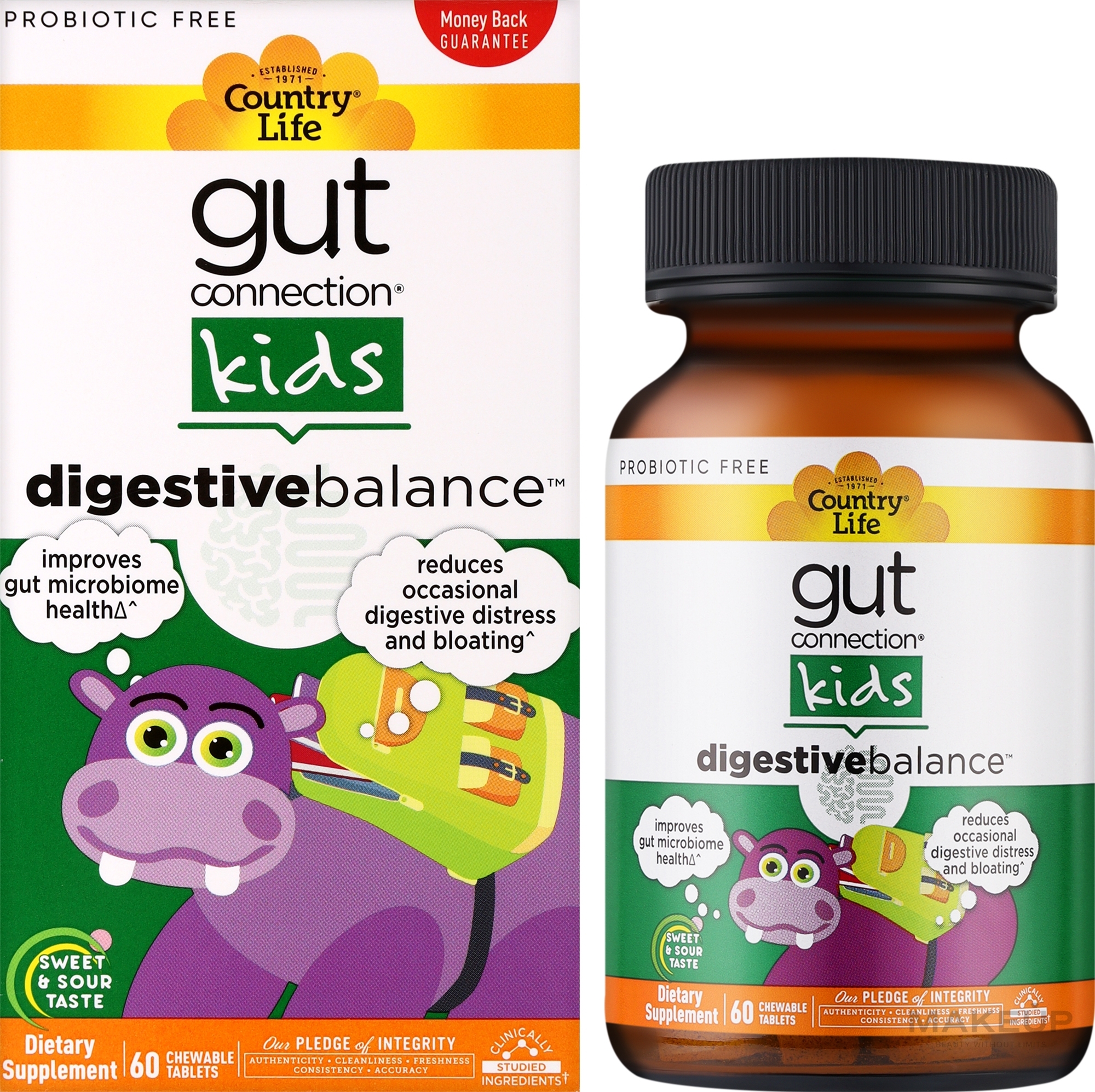 Харчова добавка для покращення травлення для дітей - Country Life Gut Connection Kids Digestive Balance — фото 60шт