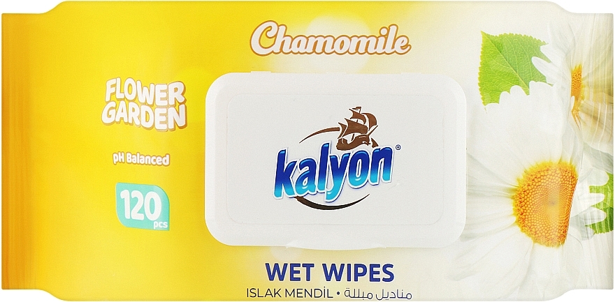 Вологі серветки "Ромашка", 120 шт. - Kalyon Wet Wipes — фото N1