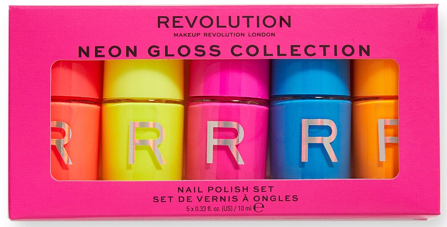 Набор - Makeup Revolution Neon Gloss Polish Set (nail/5x10ml) — фото N1