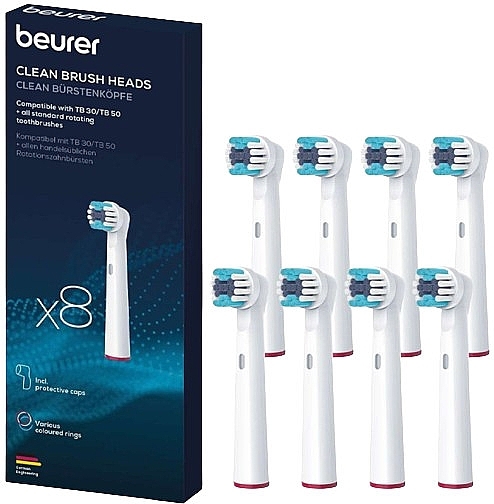 Насадка для зубной щетки Beurer TB 30/50, 8 шт - Beurer Clean — фото N1