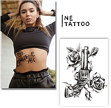 Временные тату "Пистолет в розах" - Ne Tattoo — фото N1