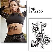 Духи, Парфюмерия, косметика Временные тату "Пистолет в розах" - Ne Tattoo