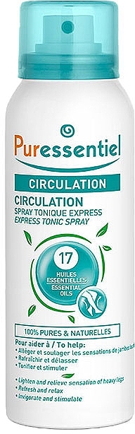 Тонизирующий спрей для ног с эфирными маслами - Puressentiel Circulation Express Tonic Spray — фото N1