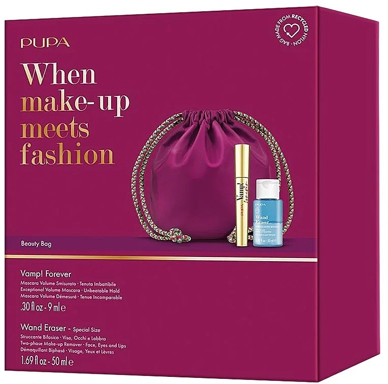 Набір - Pupa Vamp! Mascara & Wand Eraser Kit (mascara/9ml + makeup/remover/50ml + bag/1pcs) — фото N2