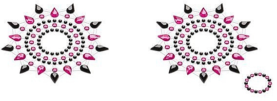 Набор украшений из кристаллов для груди и пупка, черно-розовые - Petits Joujoux Gloria Set Black-Pink — фото N1