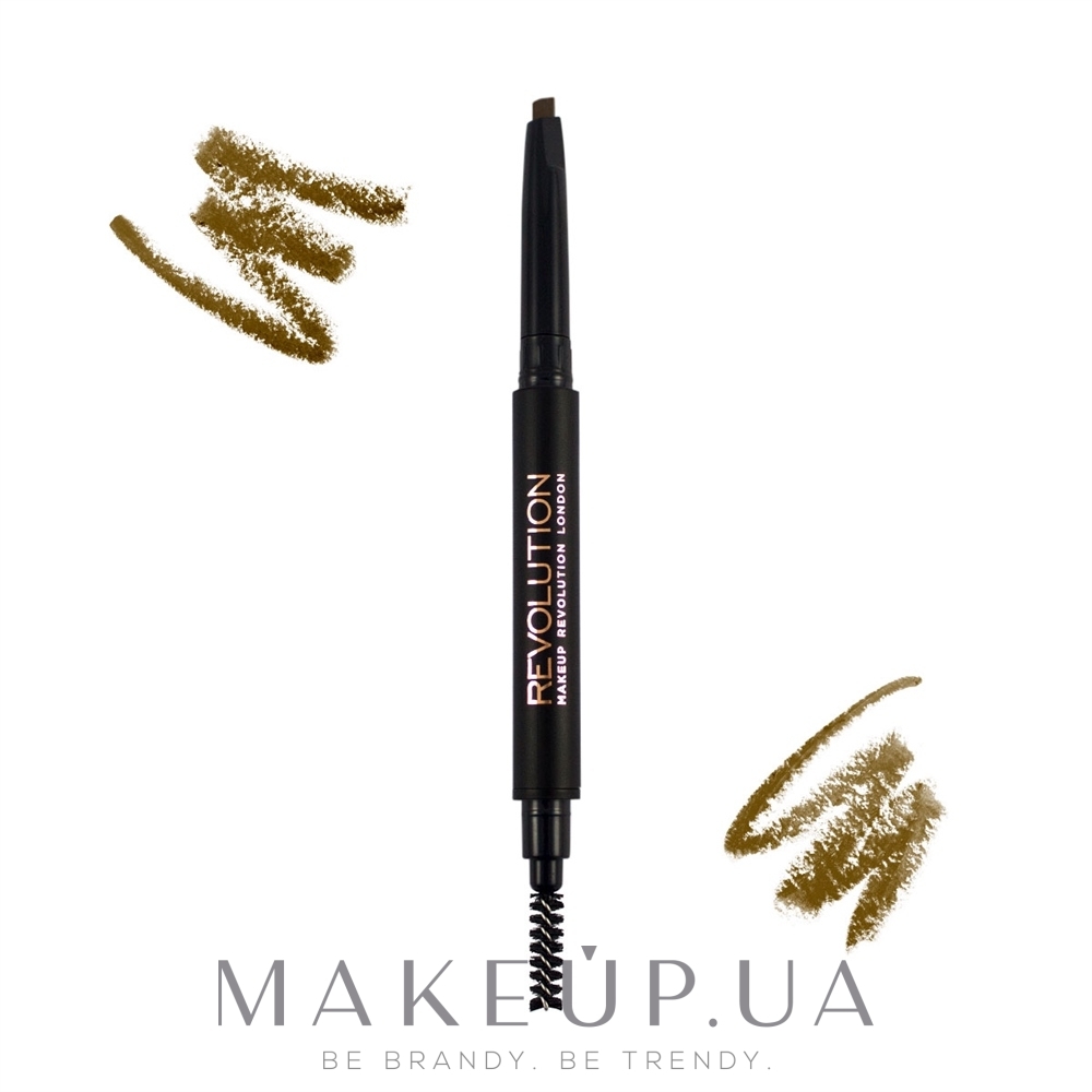 Олівець для брів - Makeup Revolution Duo Brow Pencil — фото Brown