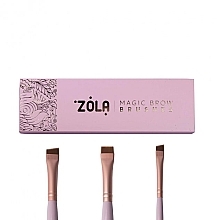 Набір пензликів для фарбування брів, світло-рожевий, 3 шт. - Zola Magic Brow Brushes — фото N2