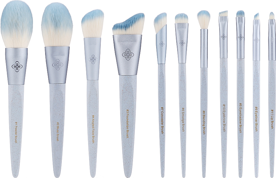 Набор кистей для макияжа, 11 шт - Eigshow Beauty Eco Pro Bamboo Fiber Ice Blue — фото N1