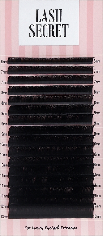 Накладные ресницы, черные, 16 линий (mix, 0.07, C + , 6-13) - Lash Secret — фото N1