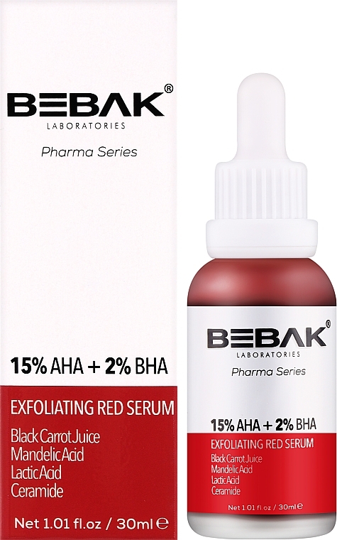 Сыворотка для лица с кислотами AHA-BHA-PHA - Bebak Exfoliating Red Serum — фото N2
