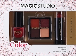 Набор - Magic Studio Essentials Coffret Assortite (lip/stick/3g + nail/polish/1.6ml + eye/shadow/4x0.8g) — фото N1
