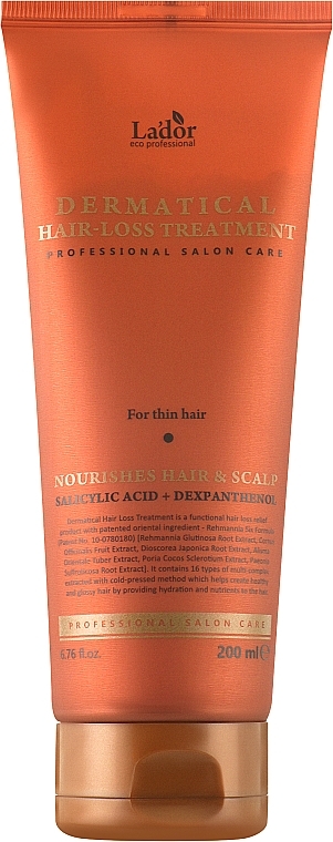 Укрепляющая маска для тонких волос - Lador Dermatical Hair-Loss Treatment For Thin Hair — фото N3
