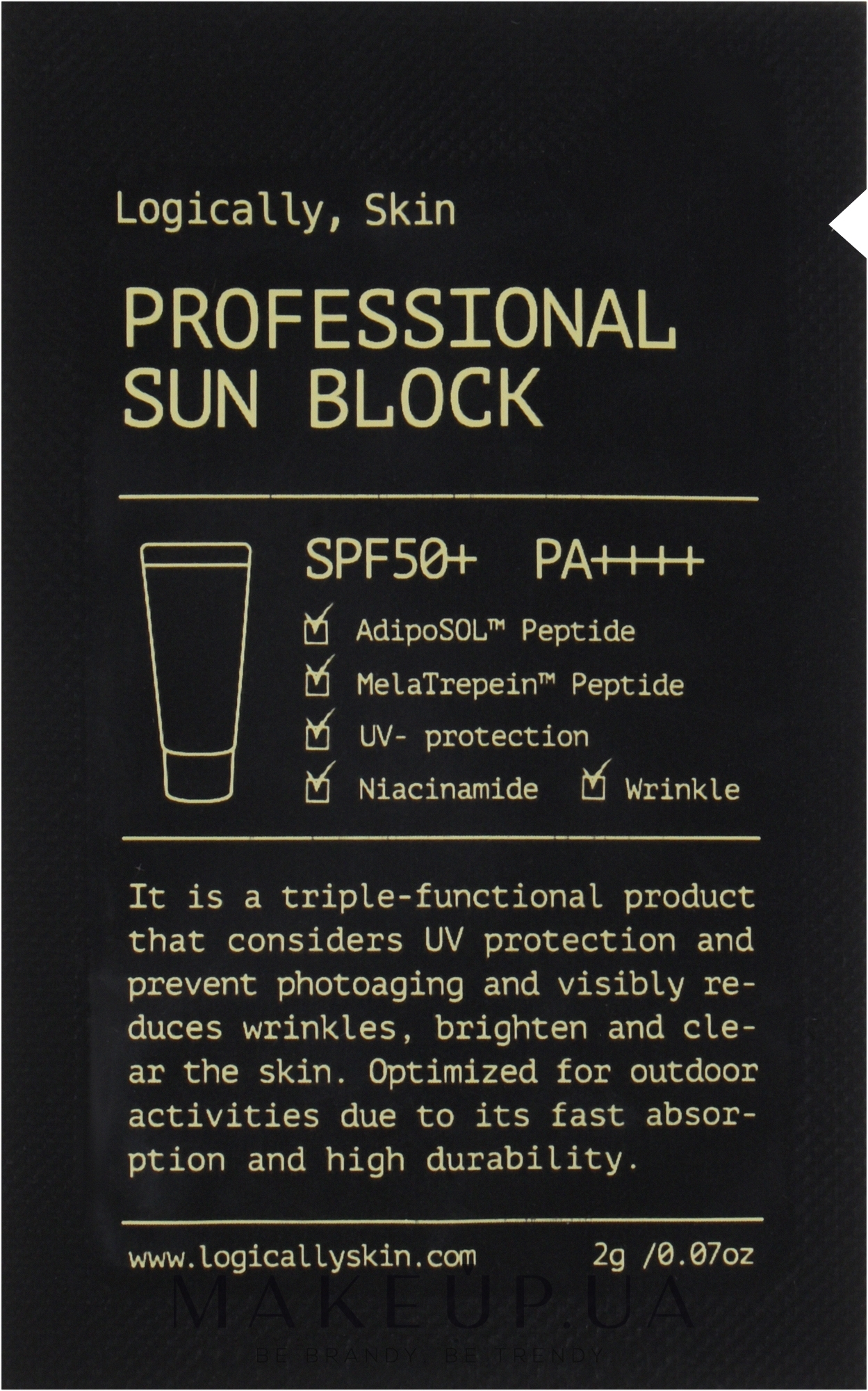 Сонцезахисний крем - Logically, Skin Professional Sun Block SPF50+/ PA++++ (пробник) — фото 2g