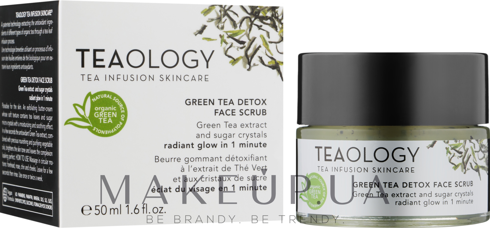 Скраб для лица на основе экстракта зеленого чая - Teaology Green Tea Detox Face Scrub — фото 50ml