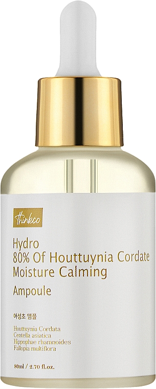 Зволожувальна сироватка для обличчя з екстрактом хаутюнії - Thinkco Hydro 80% Of Houttuynia Cordate Moisture Calming Ampoule — фото N1