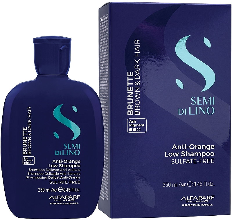  Шампунь для каштанового та темного волосся - AlfaParf Milano Semi Di Lino Brunette Anti-Orange Low Shampoo — фото N2
