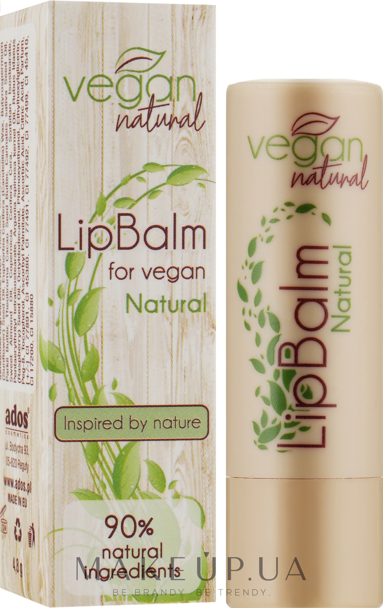 Бальзам для губ "Натуральний" - Vegan Natural Lip Balm For Vegan Natural — фото 4.8g