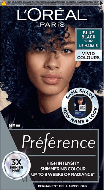 Краска для волос - L'Oreal Paris Preference Vivid Colours — фото 1.102 - Blue Black