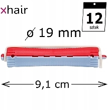 Бігуді-коклюшки для холодного завивання волосся, d19 мм, червоно-сині, 12 шт. - Xhair — фото N2