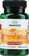 Витаминная добавка "B2 Рибофлавин" 100 мг, 100 шт - Swanson Riboflavin Vitamin B2 — фото N1