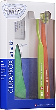 Набір, варіант 35 (зелений, салатовий, помаранчевий) - Curaprox Ortho Kit (brush/1pcs + brushes 07,14,18/3pcs + UHS/1pcs + orthod/wax/1pcs + box) — фото N1