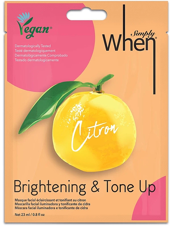 Тканинна маска для обличчя - When Simply Vegan Citron Brightening & Tone Up Mask — фото N1
