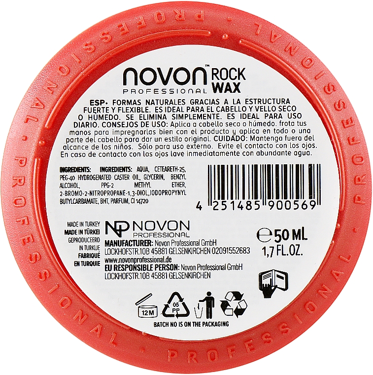 Віск для волосся ультрасильної фіксації - Novon Professional Rock Wax Ultra Strong Hold — фото N2