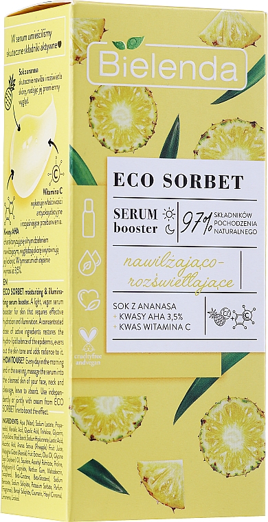 Сыворотка-бустер для лица с кислотами - Bielenda Eco Sorbet Pineapple Acids Aha 3,5% Witamina C Face Serum