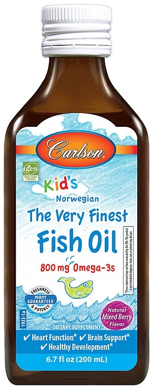 Риб'ячий жир зі смаком ягід, 800 мг - Carlson Labs Kid's The Very Finest Fish Oil — фото N1