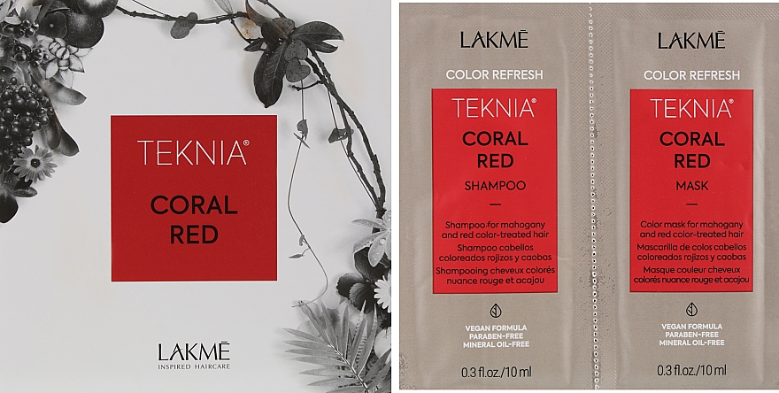 Набір пробників - Lakme Teknia Color Refresh Coral Red (sh/10ml + mask/10ml) — фото N1