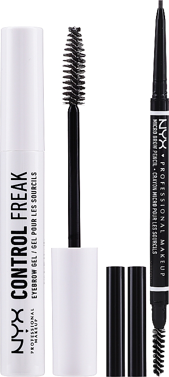 Набор - NYX Professional Makeup Micro Brow Essentials Black (pencil/0.09g + gel/9g) — фото N2
