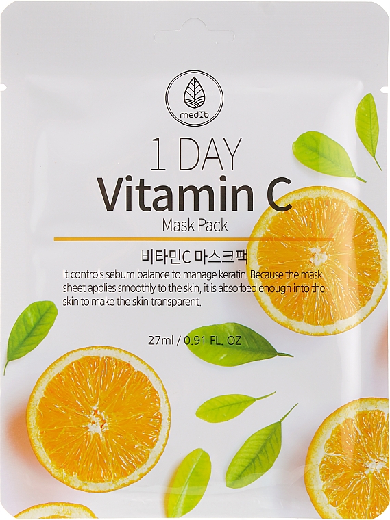 Маска тканевая для лица с витамином С - Med B Vitamin C Mask Pack — фото N1