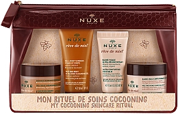 Набор - Nuxe Cocooning Kit (b/scr/30ml + sh/gel/30ml + f/balm/15ml + b/oil/30ml + bag) — фото N1