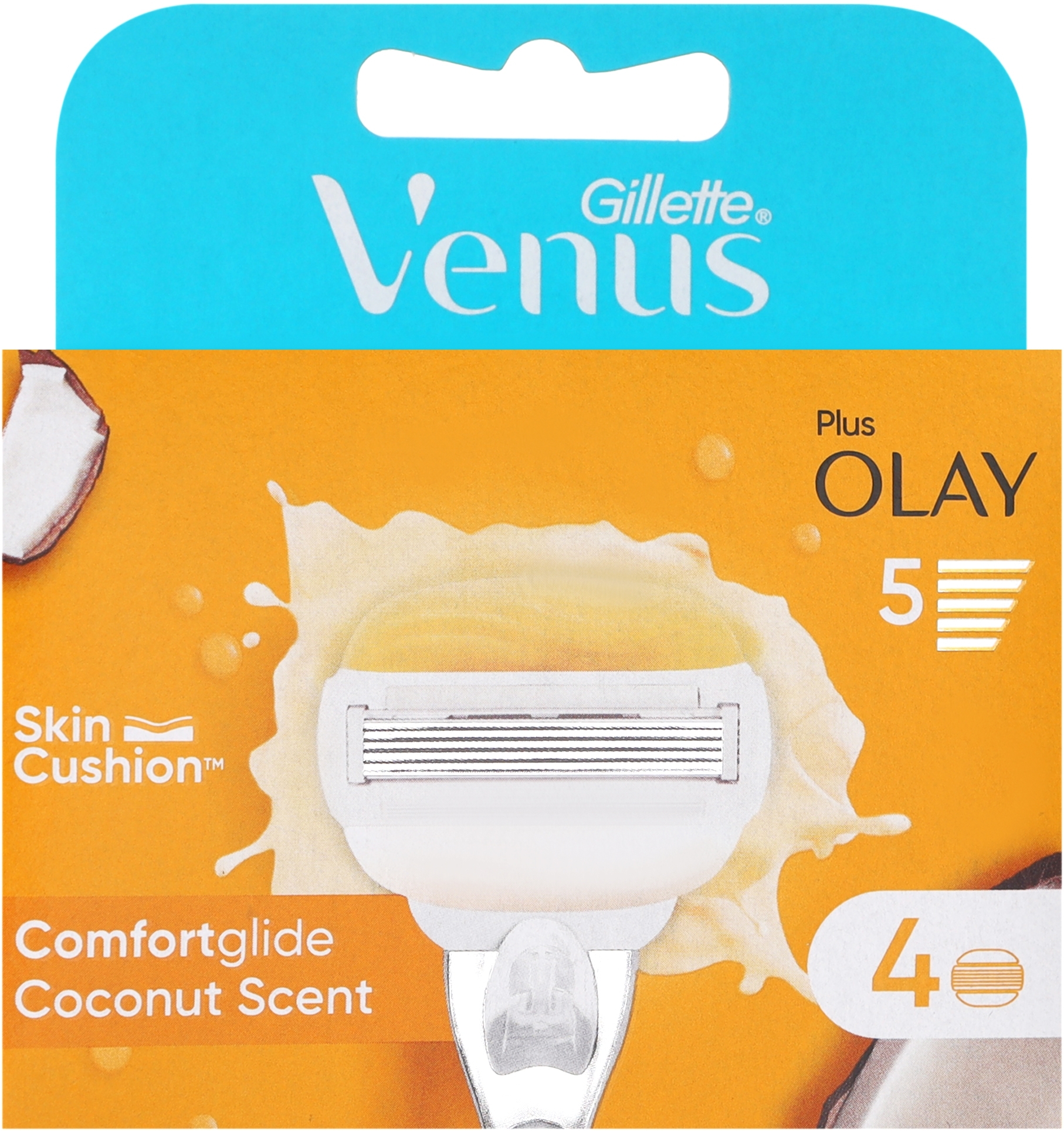 Сменные кассеты для бритья, 4 шт. - Gillette Venus Comfortglide & Olay Coconut Refills — фото 4шт