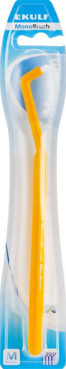 Монопучковая зубная щетка средняя, желтая - Ekulf — фото N1