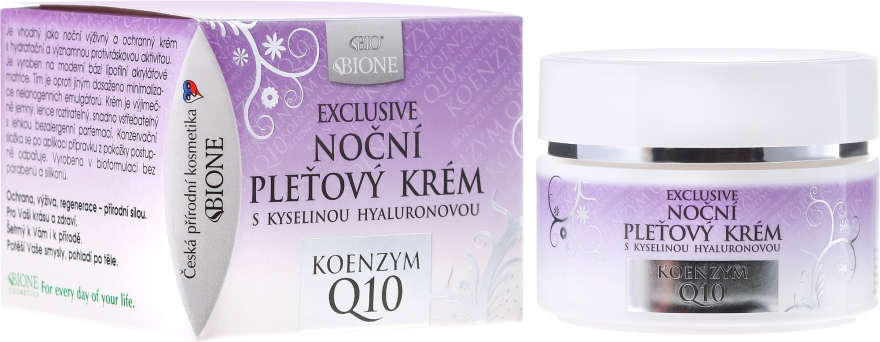 Нічний крем для обличчя - Bione Cosmetics Exclusive Organic Night Facial Cream With Q10 — фото N1