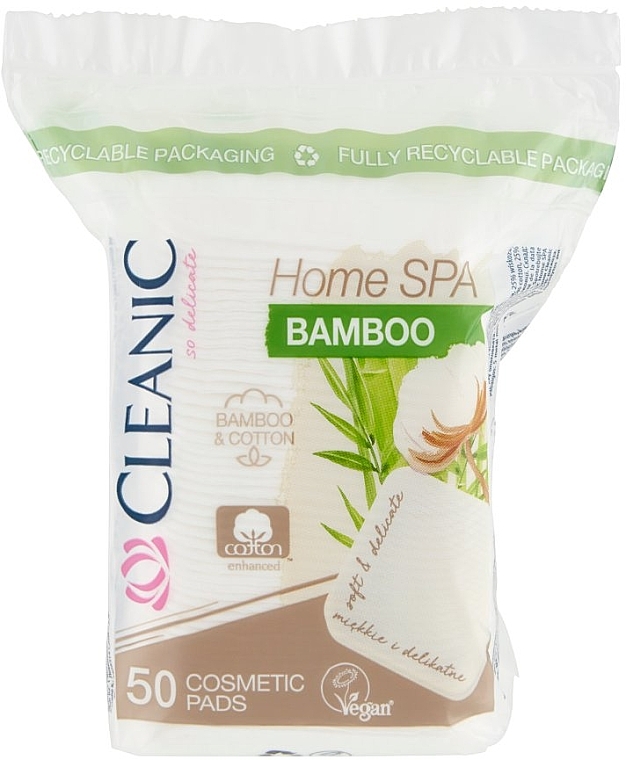 Диски ватні косметичні, 50 шт. - Cleanic Home Spa Bamboo — фото N1